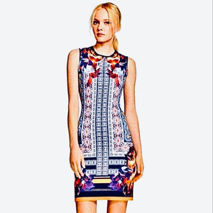 CLOVER CANYON Sleeveless Bodycon Dress, Scuba, Colourful Irish Box Pattern, XS